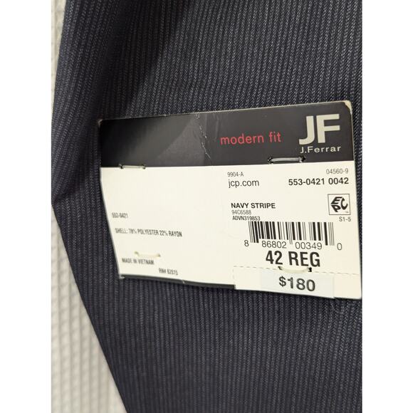 NWT@$180! J. FERRAR! MODERN FIT BLUE/BLACK MICRO-STRIPE LT WEIGHT JACKET! SZ 42R - Picture 4 of 9